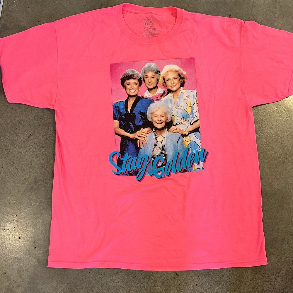 Golden Girls Neon Pink 80s TV womens tshirt XL NEW stay golden oversized tee